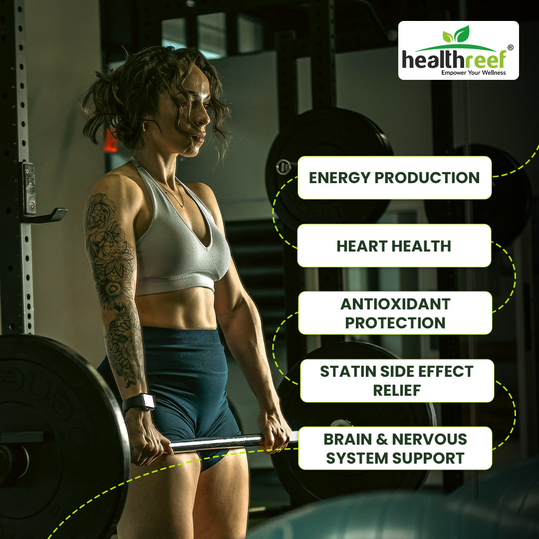 Healthreef Plant-Based Coenzyme Q10 Heart Health Supplement with Cinnamon, Garlic, Arjuna & BioPerine for Energy & Antioxidant Support - 60 Vegetarian Capsules
