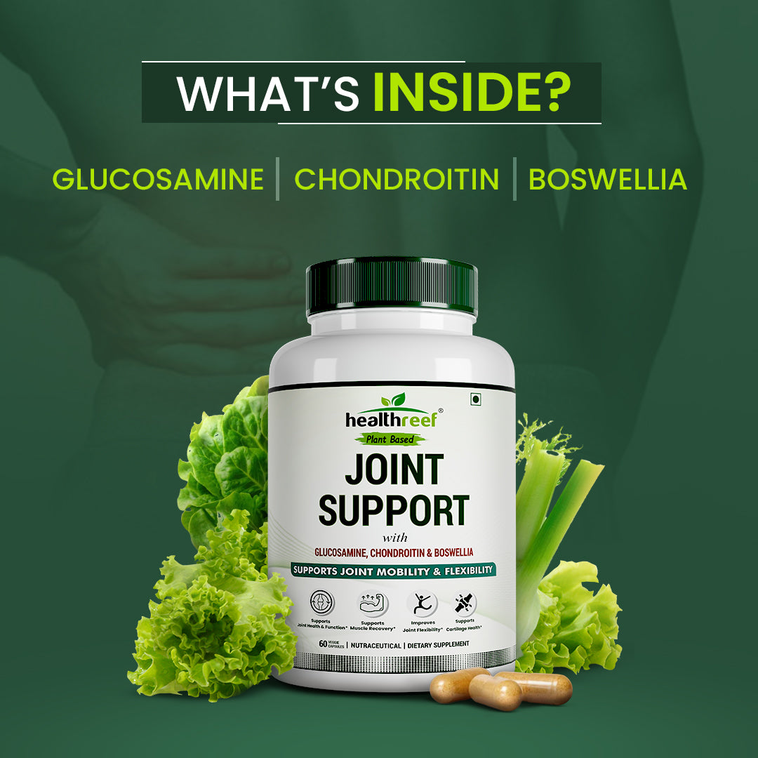 Healthreef Plant-Based Joint Support with Glucosamine, Chondroitin & Boswellia for Flexibility & Cartilage Health – 60 Vegetarian Capsules
