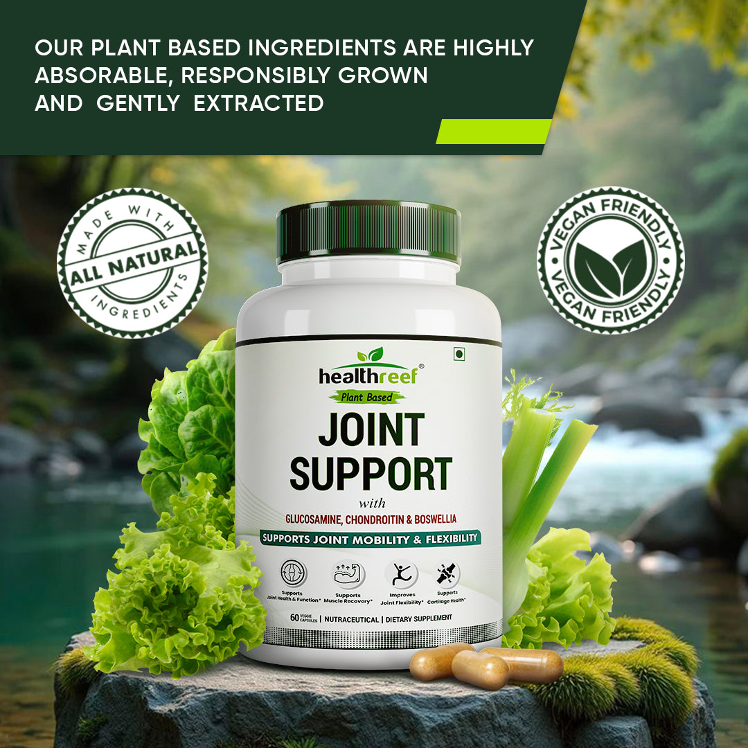 Healthreef Plant-Based Joint Support with Glucosamine, Chondroitin & Boswellia for Flexibility & Cartilage Health – 60 Vegetarian Capsules