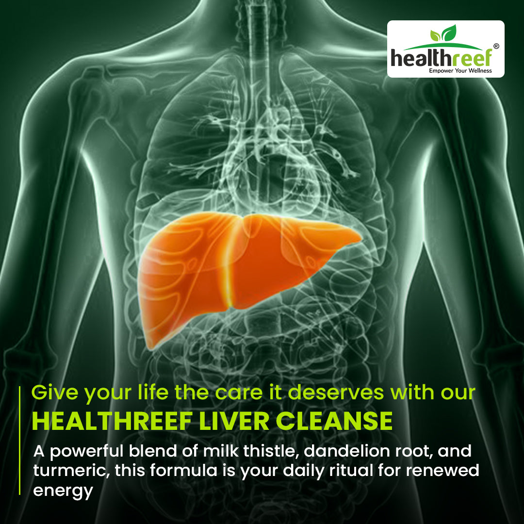 Healthreef Advanced Liver Cleanse & Detox Supplement – Milk Thistle, Choline, Inositol, Dandelion, Turmeric & Green Tea Extracts – Potent Herbal Support for Liver Health, Detoxification, and Fat Metabolism – 60 Vegetarian Capsules