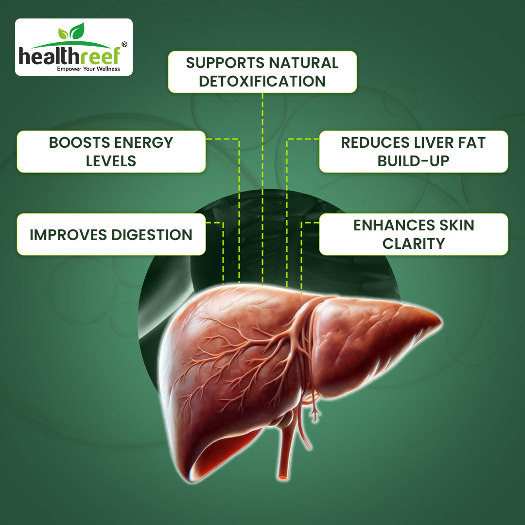 Healthreef Advanced Liver Cleanse & Detox Supplement – Milk Thistle, Choline, Inositol, Dandelion, Turmeric & Green Tea Extracts – Potent Herbal Support for Liver Health, Detoxification, and Fat Metabolism – 60 Vegetarian Capsules