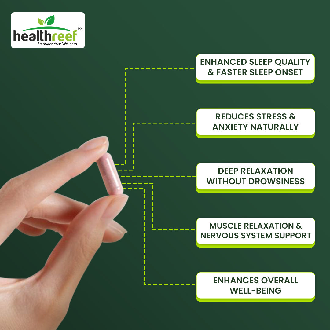 Healthreef Premium Plant-Based Melatonin 5mg Sleep Supplement – Enhanced with Valerian Root, Ashwagandha, Magnesium & Vitamin B6 for Relaxation, Restful Sleep, and Stress Reduction – Non-Habit Forming - 60 Vegetarian Capsules