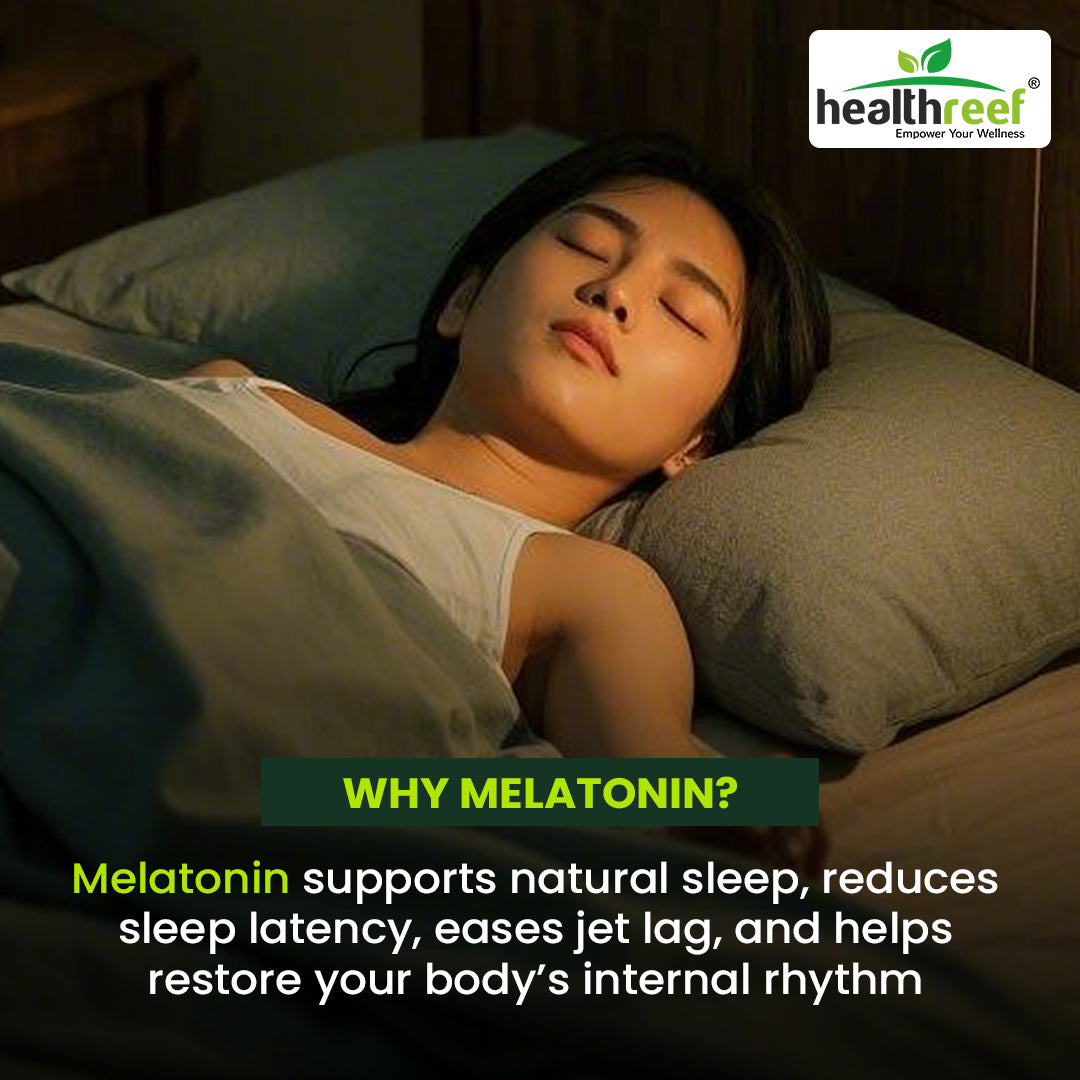 Healthreef Premium Plant-Based Melatonin 5mg Sleep Supplement – Enhanced with Valerian Root, Ashwagandha, Magnesium & Vitamin B6 for Relaxation, Restful Sleep, and Stress Reduction – Non-Habit Forming - 60 Vegetarian Capsules