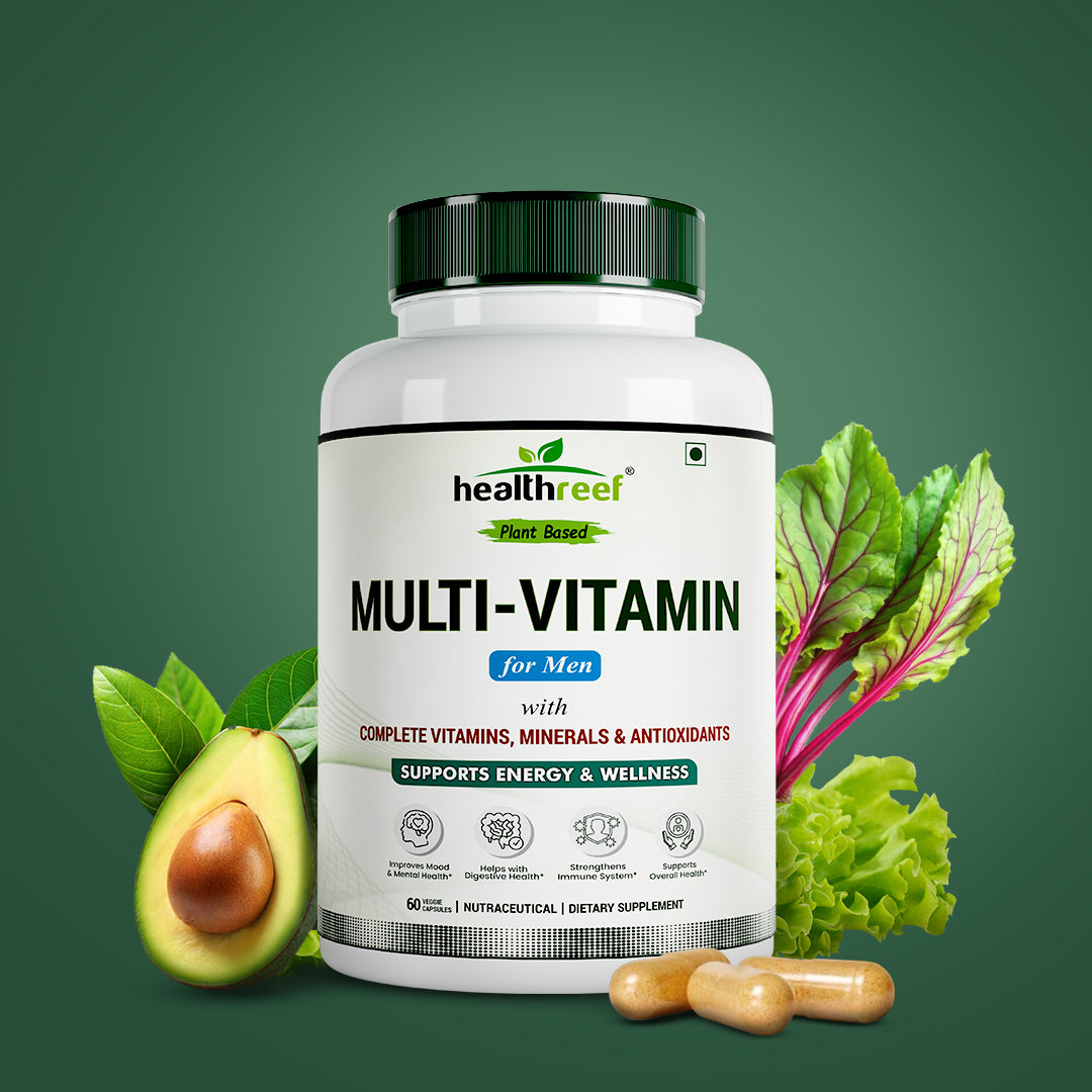 Healthreef Plant-Based Multi-Vitamin for Men – Complete Daily Vitamins, Minerals, and Antioxidants for Energy, Immune Support, and Vitality – 60 Vegetarian Capsules