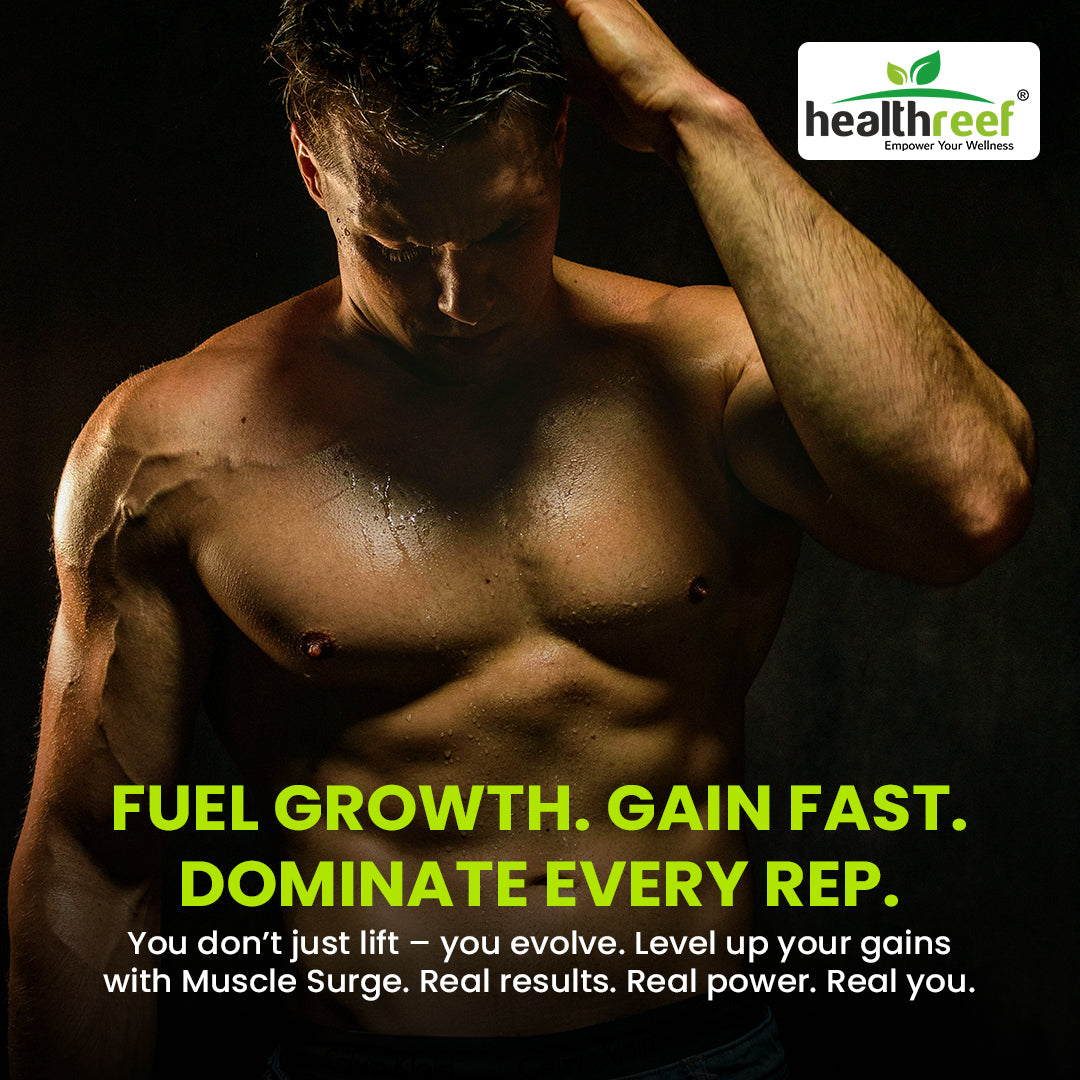 Healthreef Plant-Based Muscle Gainer Supplement Tribulus, Ginkgo Biloba & Horny Goat Weed for Strength, Stamina, Testosterone Boost & Workout Performance 60 Vegetarian Capsules