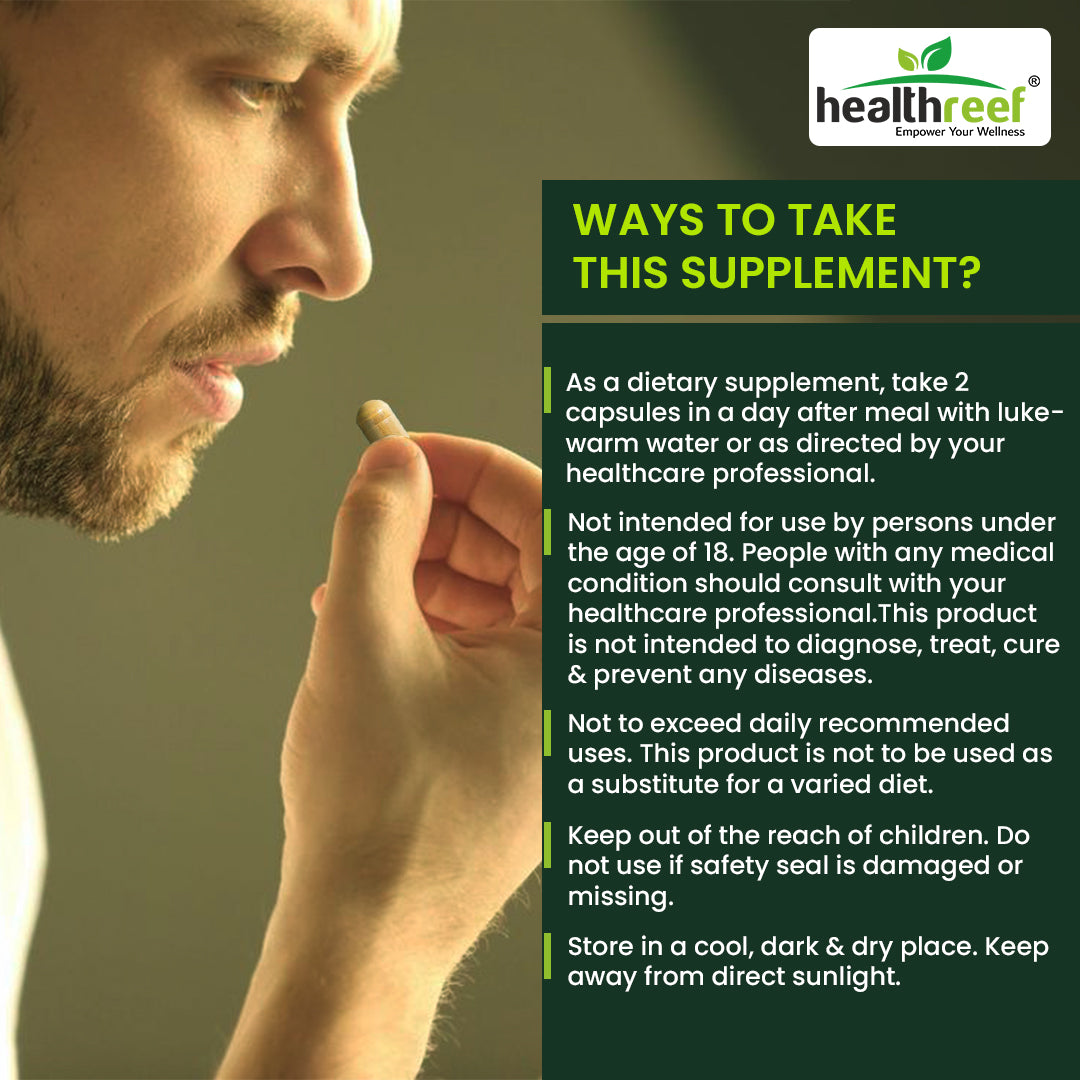 Healthreef Plant-Based Muscle Gainer Capsules with Tribulus & Horny Goat Weed – Boosts Strength, Stamina & Workout Performance - 60 Veg Capsules - Healthreef