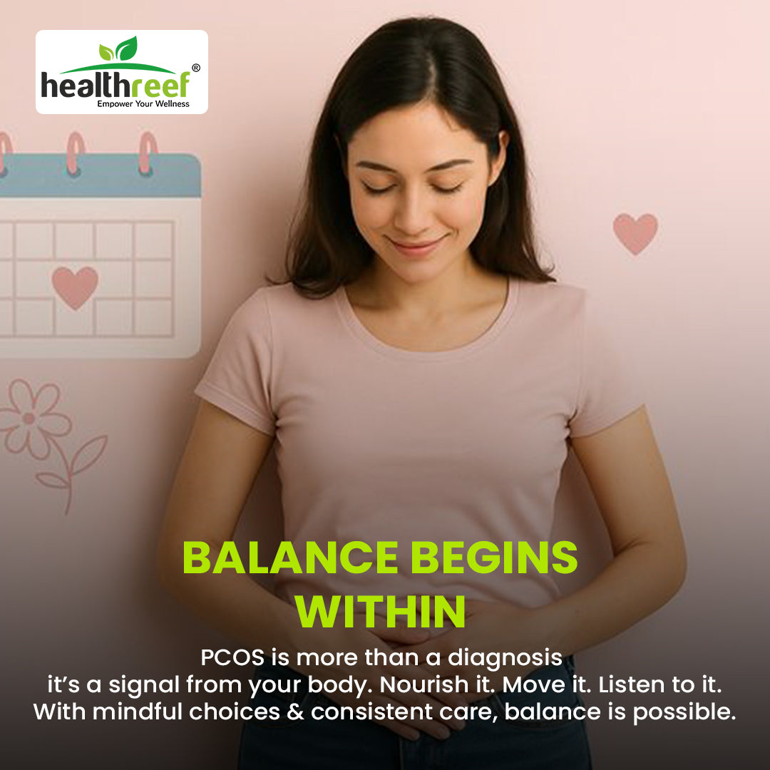 Healthreef Plant-Based PCOS & PCOD Hormonal Balance Supplement Shatavari, Chasteberry, Raspberry & Fenugreek for Menstrual Support, Fertility & Acne Relief - 60 Vegetarian Capsules