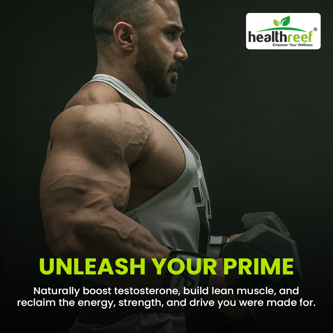 Healthreef Men’s Energy & Performance Support | Plant-Based Capsules with Ashwagandha, Tongkat Ali & Ayurvedic Herbs – 60 Vegetarian Capsules