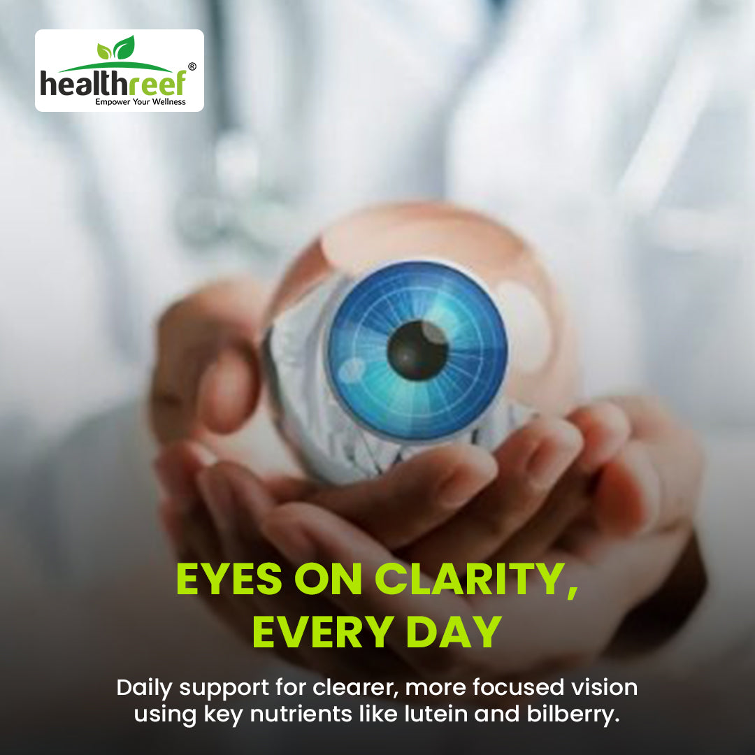Healthreef Plant-Based Vision Pro+ Eye Care Supplement Lutein, Astaxanthin & Bilberry for Blue Light Protection, Macular Support & Night Vision - 60 Vegetarian Capsules