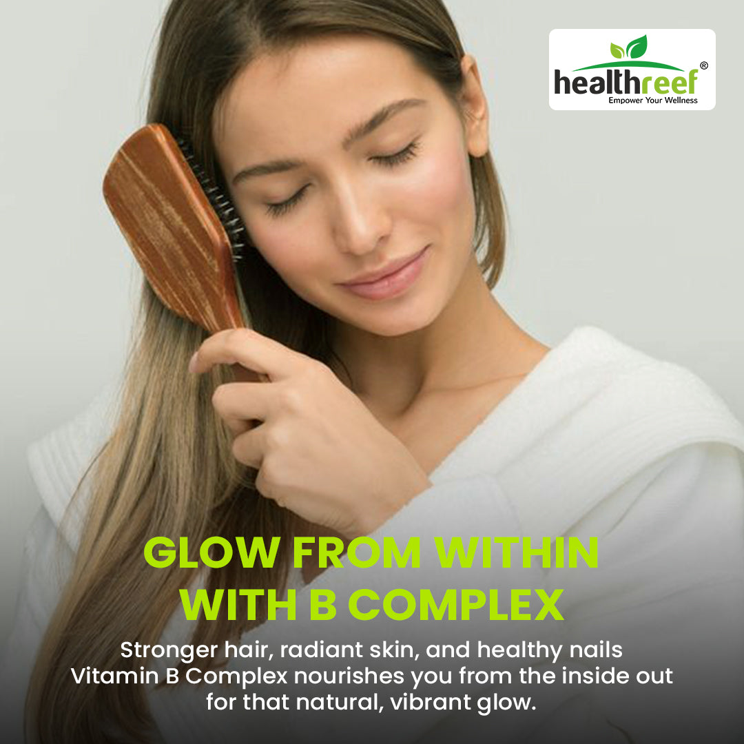 Healthreef Plant-Based Vitamin B-Complex Supplement for Energy Boost, Mood Balance & Nerve Health - 60 Vegetarian Capsules