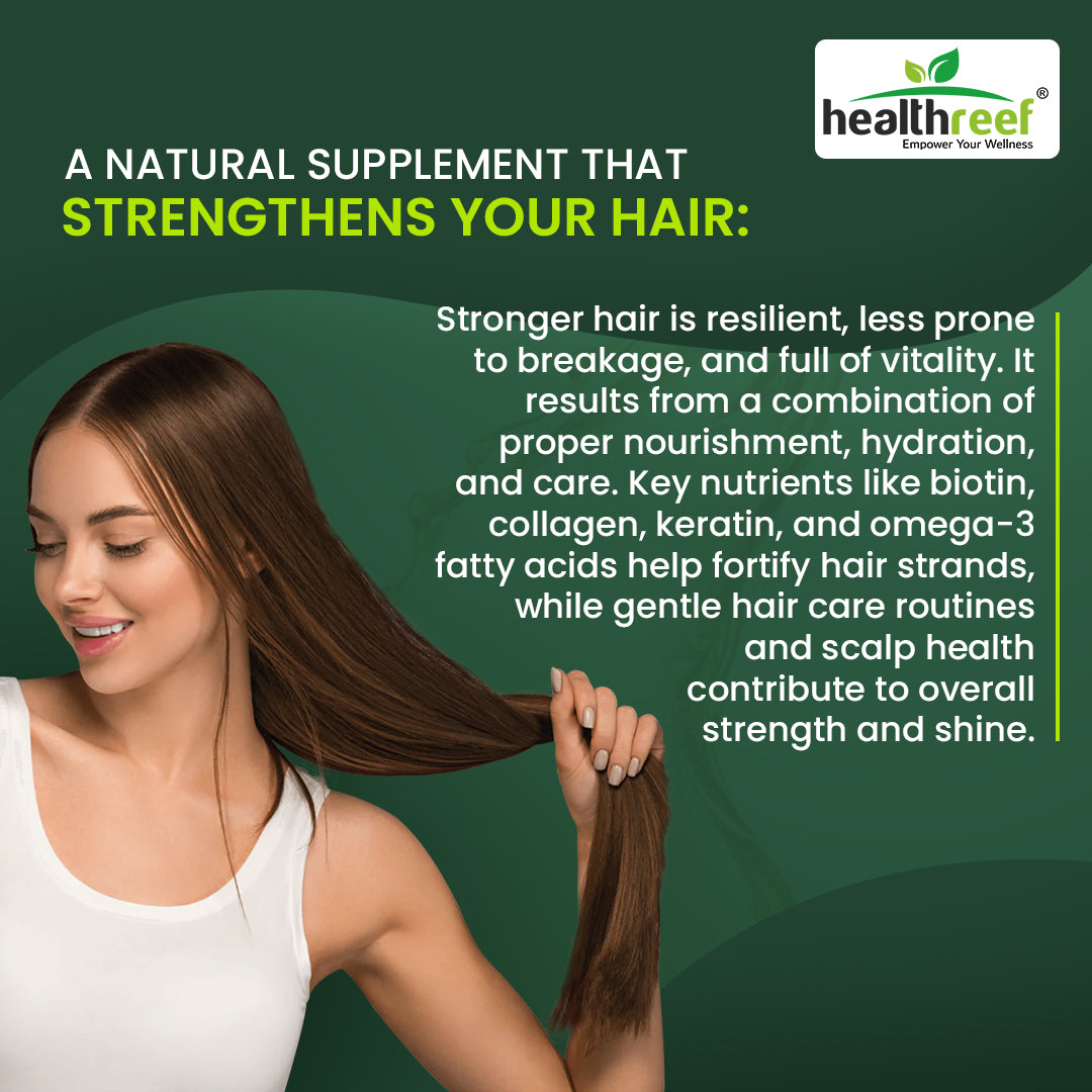 Healthreef Plant-Based Hair, Skin & Nails Formula – Biotin, Folic Acid, Vitamin C & E Plus Antioxidants for Nourished Hair, Vibrant Skin, and Resilient Nails – Supports Collagen & Cellular Health – 60 Veg Capsules