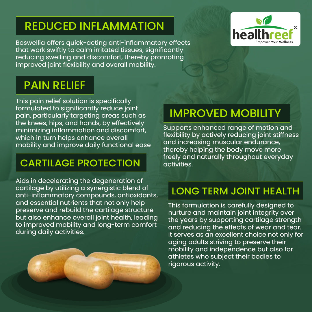 Healthreef Plant-Based Joint Support with Glucosamine, Chondroitin & Boswellia for Flexibility & Cartilage Health – 60 Vegetarian Capsules