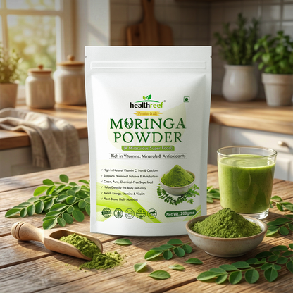 Healthreef Pure Moringa Leaf Powder, Natural Superfood for Daily Health & Wellness - 200g