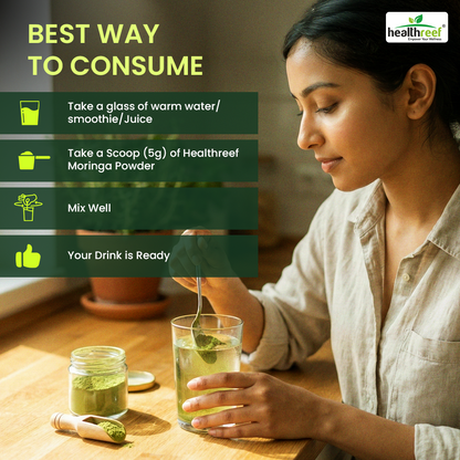 Healthreef Pure Moringa Leaf Powder, Natural Superfood for Daily Health & Wellness - 200g