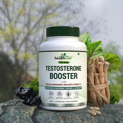 Healthreef Plant-Based Testosterone Booster with Ashwagandha, Tongkat Ali & Herbs for Stamina & Energy - 60 Veg Capsules - Healthreef