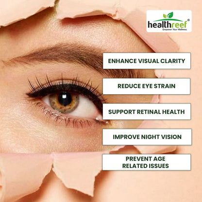 Healthreef Plant-Based Vision Pro+ Eye Care Supplement Lutein, Astaxanthin & Bilberry for Blue Light Protection, Macular Support & Night Vision - 60 Vegetarian Capsules