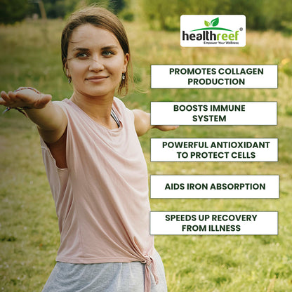 Healthreef Plant-Based Vitamin C with Zinc & D3 Supplement Immune Booster with High Absorption for Skin Health, Energy & Daily Wellness - 60 Vegetarian Capsules